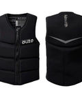 Front and back of Lightweight Neoprene Wake Surf Vest For Men, Flexible Impact Protection For Surfing, black color