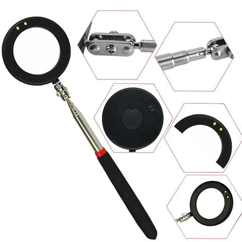 Telescoping 360 Degree Inspection Mirror With 2 LED Lights On Extendable Flexible Stick Dual Mirror Set for auto and foot inspections