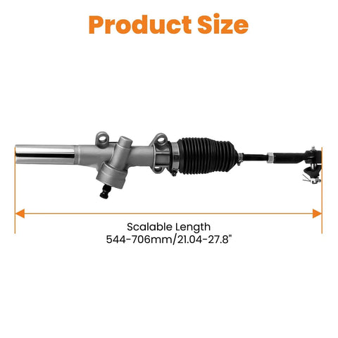 EZGO TXT MPT Golf Cart Steering Gear Box Assembly With Ball Joint And Latch For 2001 Up Electric And Gas Models Plug And Play Replacement 70964-G01 70602-G01, product size shown with scalable length.