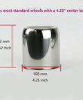 4 Pack Chrome Steel Trailer Wheel Center Caps Push Thru 4.25 Inch Center Bore, Water Resistant, Durable 3.62 Inch Height