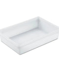 Pro-Grade Restaurant-Ready Food Storage Box 34 Quart 8.5 Gallon For Kitchen Cafeteria, BPA-Free White Polyethylene, angled view