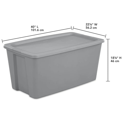 Go Big On Storage With This 50 Gallon Gray Bin Featuring Heavy Duty Latches And Secure Recessed Lid And Extra Large Stackable Plastic Tote Built Tough For Moving Bulk Gear And Closet Hauls, 40x22x18 inches.