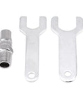 Set of two silver wrenches and a pneumatic connector for Heavy Duty No Nonsense Pneumatic Air Die Grinder With 1/4 Inch Shank And 23000 Rpm.