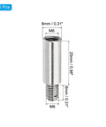 10 pcs stainless steel M6 standoff extension posts, female top and male bottom threads, 25mm length, 8mm diameter