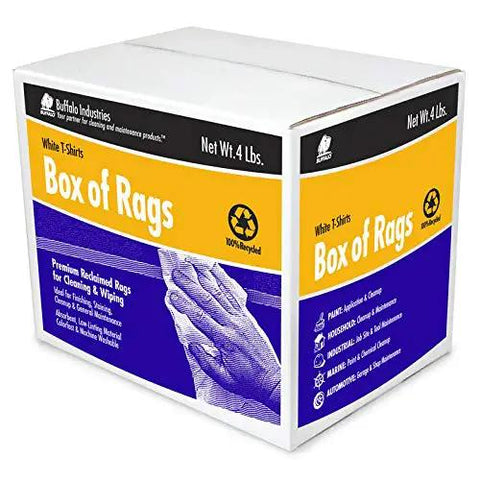 Absorbent White Recycled T Shirt Cloth Rags Box For All Purpose Wiping Cleaning And Polishing Made From 100 Percent Recycled Materials