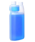 33.8 oz bottle of Acid Formula Milk Frother Cleaner for Automatic Milk Systems, breaks down milk protein buildup, blue liquid solution.