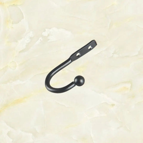 Hella Compact Black Metal Wall Hooks For Belts And Keys With Vintage Iron Curve Super Durable Purse Hangers, single hook design.
