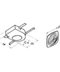 Diagram of 8 Inch Bath Exhaust Fan With 160 CFM And 5.0 Sones White Finish For No Frills Odor Busting, dimensions shown.