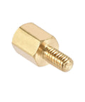 Close-up of Brass Go-To M2.5x6Mm Plus 6Mm Male-Female Hex PCB Spacers Standoff, corrosion-resistant.