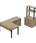 Built Tough Industrial L Shaped Desk Workstation Prime Executive Office Setup featuring ample storage drawers and corner shelving.