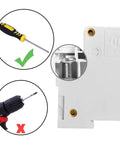 Installation guide for DC 4 Pole Photovoltaic Miniature Circuit Breaker 80A 1000V DC Type D with screwdriver and drill