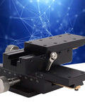 Manual XY Linear Stage For Precision Trimming, 40x90mm Platform With Detachable Gear Guide, Dovetail Rail System, black metal finish