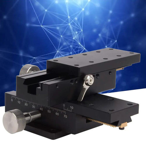 Manual XY Linear Stage For Precision Trimming, 40x90mm Platform With Detachable Gear Guide, Dovetail Rail System, black metal finish