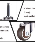 Heavy Duty Silent Swivel Casters With Quick Stem Mount For Office Chairs And Furniture Rollin Smooth And Quiet Double Ball Handling Design Universal M8 2 Inch Rubber Wheels Pack Of Four Carbon steel stem and rubber wheels with anti-oxidation feature.