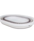 Collapsed view of Small Taupe White Pop Open Waterproof Plastic Bin, ideal for space saving in homes, dorms, and RVs.