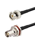 BNC Male To Female Bulkhead Mount Coax Jumper Cable RG58 60 Cm 2 Ft for Wireless Mic System Receiver Amateur Mobile CB Radio UHF VHF