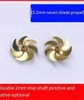 Beefed-Up Brass Seven-Blade 15.2mm RC Boat Propeller For Remote Control Submarine Models, Left-Handed Design, durable, soldered brass