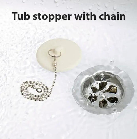 Top Shelf Rubber Tub Stopper With Pull Chain For Bathroom Sink And Shower Drain Cover Fits One Half To Two Inch Kitchen Laundry Plug That Keeps Hair Out Without Any Sweat.