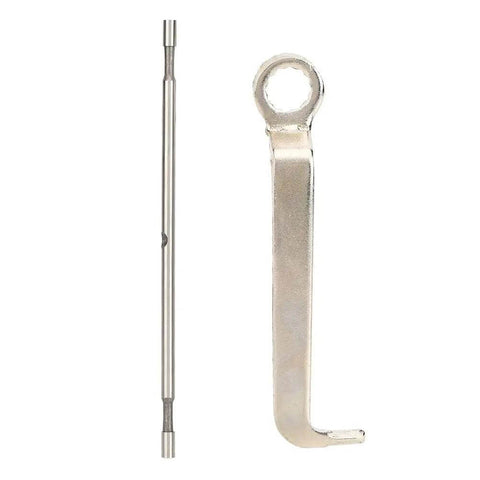 Double Head Metal Sheet Nibbler Cutter Drill Attachment Kit tool components, showing a metal rod and L-shaped tool for cutting thin metal.