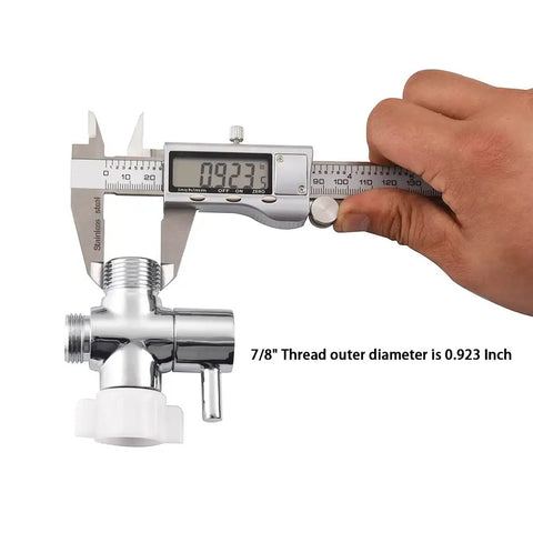 Solid Brass Bidet T Adapter With Shut Off Valve Chrome Plated Tee Connector For Toilet 7/8 Inch By 7/8 Inch By 1/2 Inch Or 3/8 Inch One Lever Twist Control No Fuss Quick Install, 7/8in thread measured with caliper