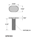 Technical drawing of bolt for Heavy Duty T Track Hold Down Clamps Set Four Pack For Woodworking Pro Grade Quality Five And A Half Inch Long By One And One Eighth Inch Wide Universal T Slot Clamp Kit With Bolts Washers And Knobs Perfect For Accurate Fitting And Quick Setup.
