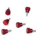 Six Pack M4 Knurled Thumb Screws 10mm Thread, High Head Aluminum Alloy Red Knobs, Knurled Shoulder Flat Tip, Durable Thumb Screws For DIY Projects
