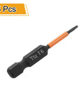 Built Tough T6 Torx Screwdriver Bits With One Quarter Inch Hex Shank And Two Inch Length crafted from S2 steel, 5-piece set, showing T6 bit.