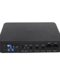 Mini Ups Battery Backup With 10400mAh Capacity For Routers Modems And Security Cameras Features PoE 15V 24V Output And Multiple USB Ports viewed from the front with LCD display.