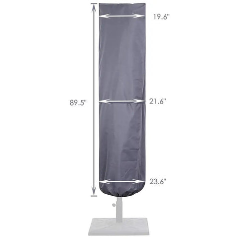 Patio Umbrella Cover With Rod For 7 To 11 Foot And 15 Foot Double Sided Umbrellas Built Tough With 600D Oxford Fabric Waterproof Zippered Weatherproof Gray