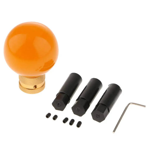 Cool Stylish Yellow Resin Manual Gear Shift Knob With Metal Mount Kit For Universal Fit Auto Upgrade Custom Shifter Handle No Buttons Needed Easy Install, orange resin knob and adapters