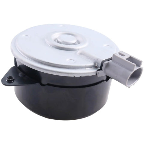 Top Shelf Radiator Fan Motor Assembly With Part Numbers 163630D110 And 1636323020 for Toyota Matrix Base Xr and Camry Se Sedans, black and silver unit.