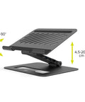 Adjustable laptop stand with a 0-90° tilt, height range 4.5-20.5 cm, part of the Level Up Your Desk Game With This Slick 2 In 1 Usb C Docking Station And Adjustable Laptop Stand Delivering 85W Power Dual 4K Hdmi Output And Seven Smart Ports.