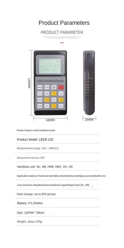 Heavy Duty Portable Digital Brinell Hardness Tester For Metal And Alloy Analysis featuring display and buttons.