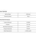 Specifications table for Fiber Galvo Scanner with Red Light Focus for 1064nm Marking Machine, showing speed and optical performance.