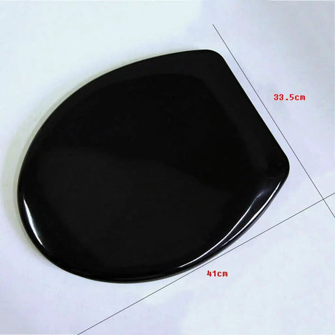 Built Tough Matte Black Resin Toilet Seat With Super Quiet Slow Close Hinges showing dimensions 41cm x 33.5cm for modern bathrooms.
