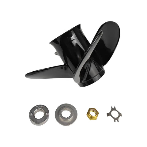 Propeller 10.6 x 12 Pitch for Mercury Outboard 25-70 HP Aluminum Prop with 13 Spline Tooth, Right Hand Rotation, hub nut kit