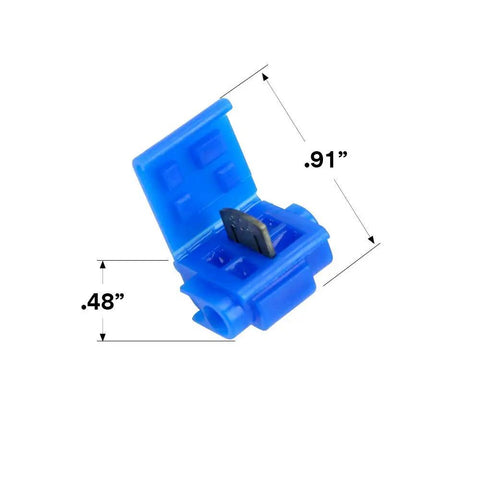 Blue Insulation Displacement Connector for Inline Wire Taps No Cut Wiring Self Stripping IDC 804 Works With 18 Gauge 16 Gauge Solid Or Stranded And 14 Gauge Stranded, 25 Per Pouch, Ideal For Car Boat And RV Electrical Wiring