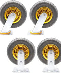Smooth As Butter Heavy Duty Rubber Swivel Casters Set Of 4 Non Slip Replacement Wheels For Home Furniture And Workshop Carts With Dual Bearing Tech Dust Sealed Tread Universal Fit visible in squared arrangement.