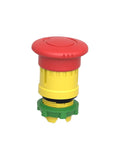 Emergency Stop Push Button Head 40mm Red Mushroom For Harmony X85 22mm, side view with mechanical latching and quick actuation features