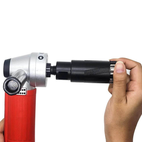 Ostek 1-3/8" dry diamond core drill bit for granite with 5/8-11 thread, shown attached to a red handheld drill