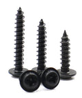 Black Carbon Steel Cross Self Tapping Wood Screws With Washer Set M1.2 To M3 heavy duty fasteners for DIY projects, 100 pcs