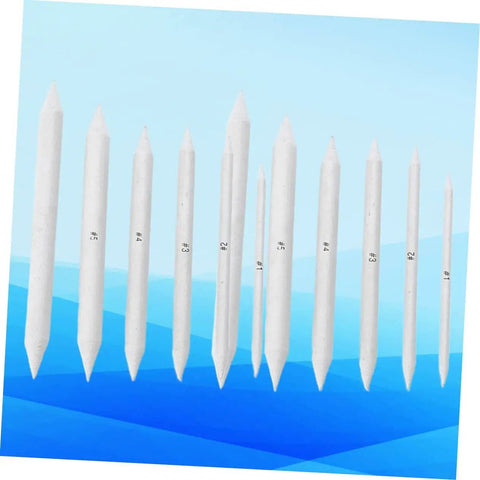 12 Pack Blending Stumps For Drawing And Sketching, 6.1 Inch, Pro Grade Pastels Graphite Charcoal Smoothing Tools On Blue Background