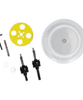Grab This Awesome 4 Inch Wood Hole Saw Set That Cuts Smooth Through Plasterboard And Plastic Without Mess. Durable Metal Kit Comes With Dust Bowl Shaft For Pro Level Handiwork And DIY Projects Anytime You Need A Clean Cut.