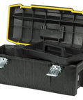 Heavy Duty Portable Tool Box With Structural Foam 28 Inch Water Resistant Chest with open lid showing interior compartments