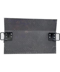 Rock Solid Aluminum Dock Plate 24 X 36 Inch Ramp with black grippy handles, diamond tread design for easy dock moves.