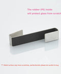 Over Glass Door Towel Hook For Bathroom Frameless Shower Door Fits 3/8 Inch Glass 10 mm Stainless Steel Brushed Finish 3 Pack No Drill Install No Adhesive Needed shown with rubber interior to prevent glass scratching.