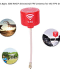 5.8Ghz RHCP High Gain Antenna 3dBi For FPV Racing Drones Red UFL Connector, close-up view showing compact design and red casing