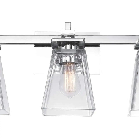Yorke 5-Piece All-In-One Bathroom Set With Chrome Finish And Clear Glass Empire Shade Vanity Lights