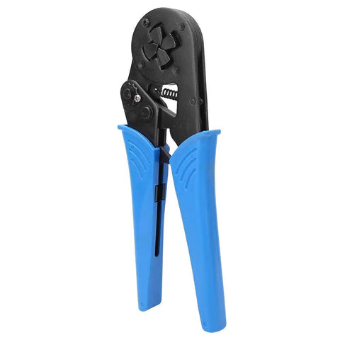 Top Shelf Self Adjusting Ratchet Ferrule Crimping Tool Kit with 45 Steel Body And Ergonomic Handles For Precise Wire Ends Crimping Connectors, blue handles