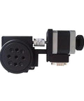Electric Rotary Stage With Worm Gear For Precision Rotation, Optical Rotating Platform, side view of the motorized stage.